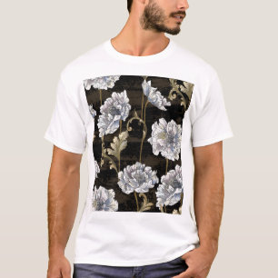Camiseta Peony Elegance: Incêndios Dourados Barrocos