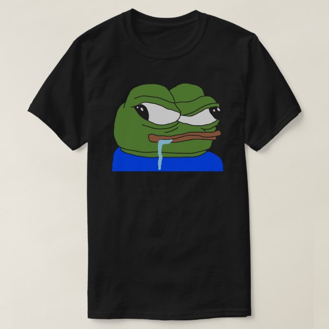 Camiseta PepeTheFrog Apu Apustaja babando saliva da boca (Frente do Design)