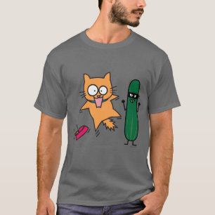 Camiseta Pepino que Scaring os gatos - gato contra o susto