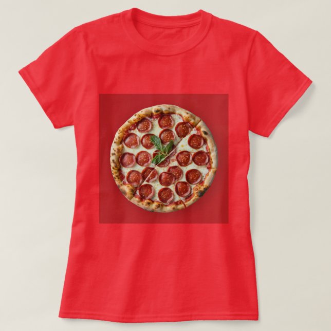 Camiseta Pepperoni Pizza Red T=Camisa (Frente do Design)