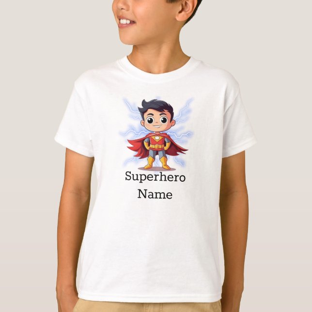 Camiseta Pequena ação de super-herói personalizada (Frente)