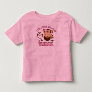 Camiseta Pequena aniversário de 3 anos de Macaco