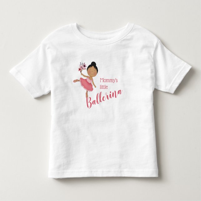 Camiseta Pequena Ballerina mamãe (Cabelo Negro) (Frente)