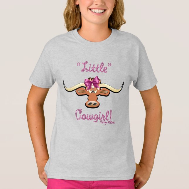 Camiseta Pequena Cowgirl, Longhorn Cow (Frente)