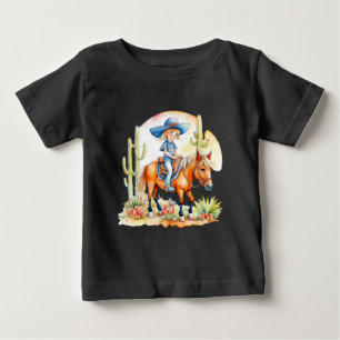 Camiseta Pequena Cowgirl no Cavalo na Cena SW 2