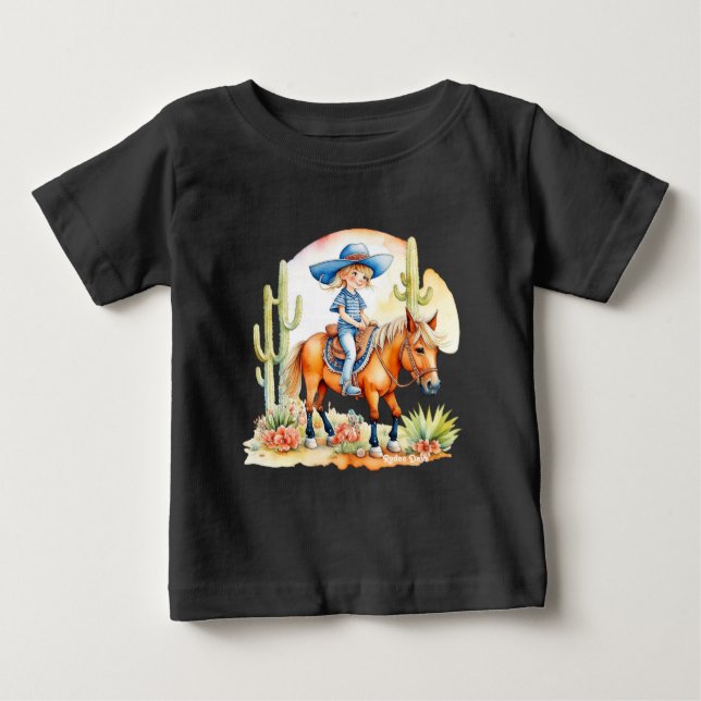 Camiseta Pequena Cowgirl no Cavalo na Cena SW 2 (Frente)