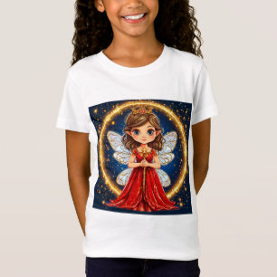 Camiseta Pequena Fada Bonita de vestido vermelho
