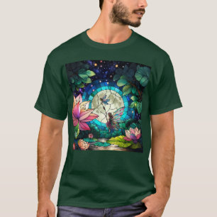 Camiseta Pequena Fada de Vidro Colorido Com Libélula