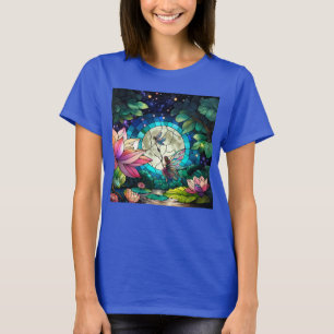 Camiseta Pequena Fada de Vidro Pintado Com Libélula