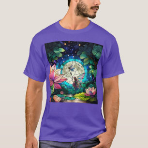 Camiseta Pequena Fada de Vidro Pintado com Libélula
