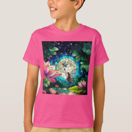 Camiseta Pequena Fada de Vidro Pintado com Libélula