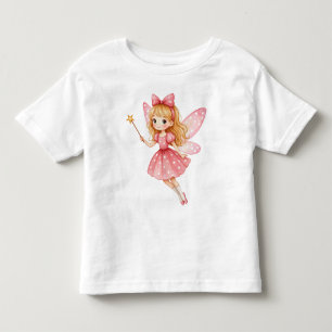 Camiseta Pequena Fada Rosa com Cabelo de ouro