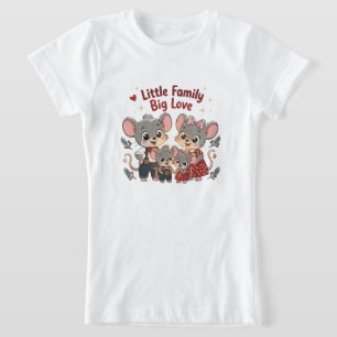 Camiseta Pequena Família Grande Amor Rato Fofo