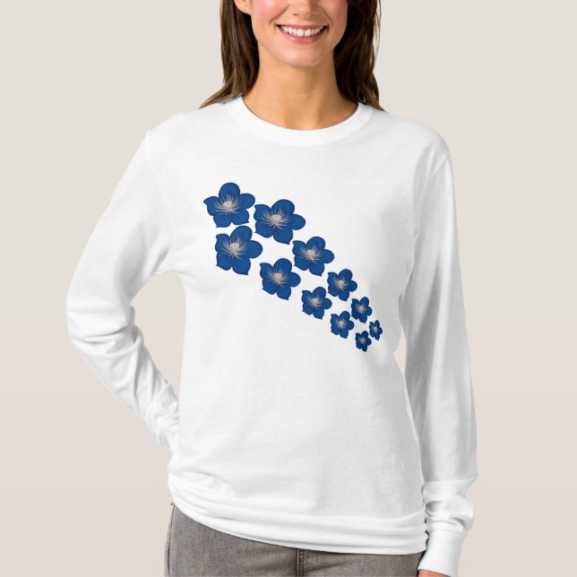 Camiseta pequena flor azul (Frente)