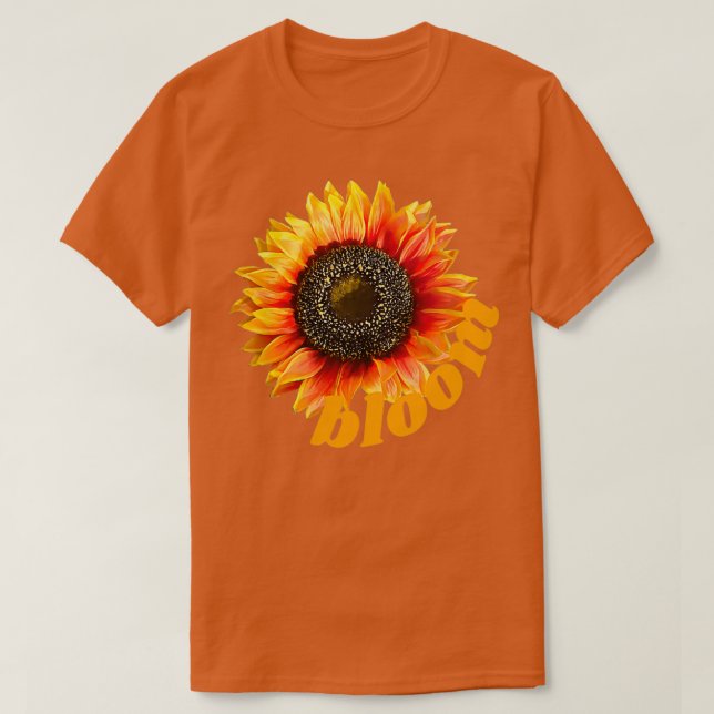 Camiseta pequena floração de girassol (Frente do Design)