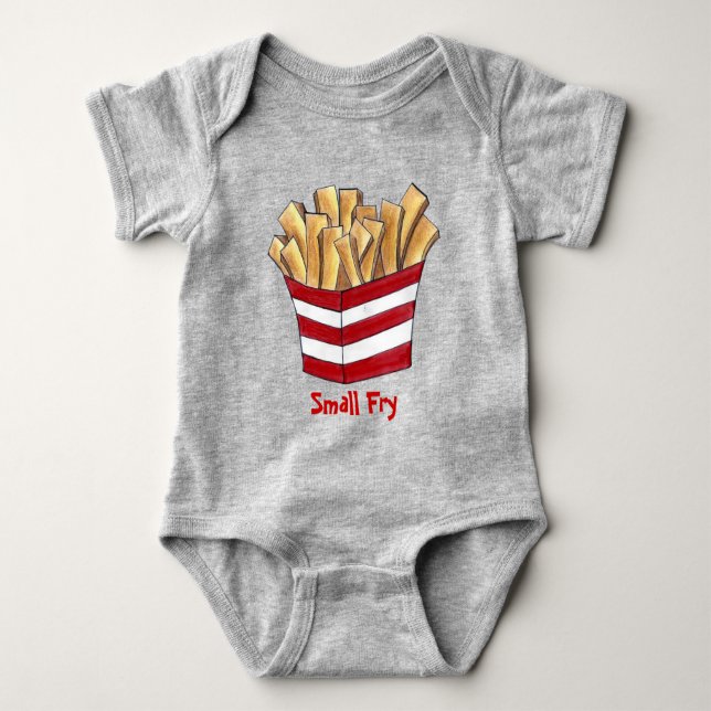 Camiseta Pequena Fry Fast Junk Comida Fries Foodie Francês (Frente)