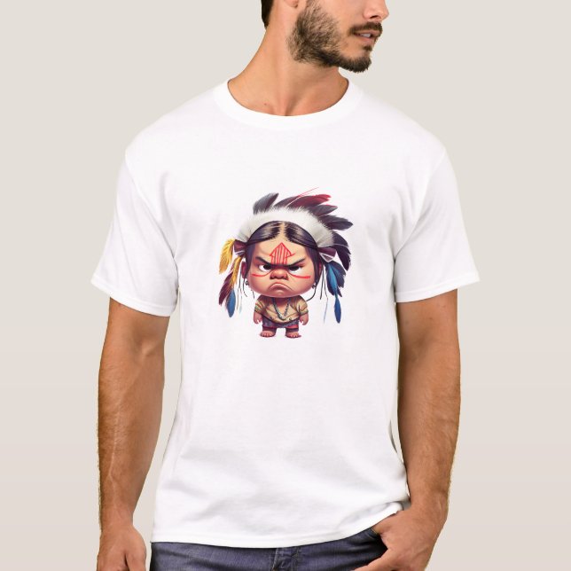 Camiseta Pequena Gota Indígena Adorável Ilustração Humorosa (Frente)