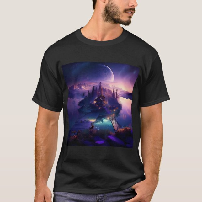 Camiseta Pequena Ilha Offshore Com Férias Em Casa (Frente)