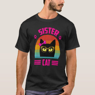 Camiseta Pequena Irmã Ca Com Óculos-Leopardo Retro Cat Lo