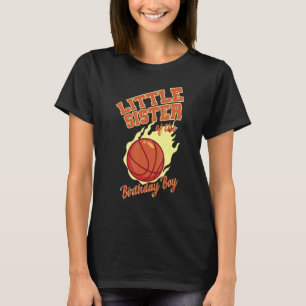 Camiseta Pequena Irmã Da Família De Basquete Birthday Boy
