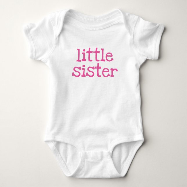 Camiseta Pequena Irmã de Texto Rosa (Frente)