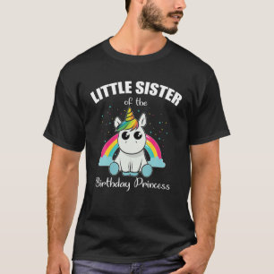 Camiseta Pequena Irmã Do Aniversário Princesa Unicórn Cort