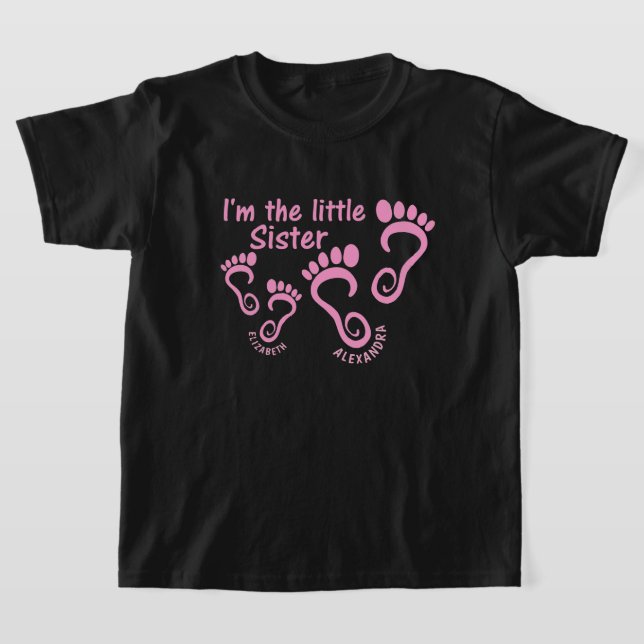Camiseta Pequena Irmã Grande Irmã Pegadas (Postura )