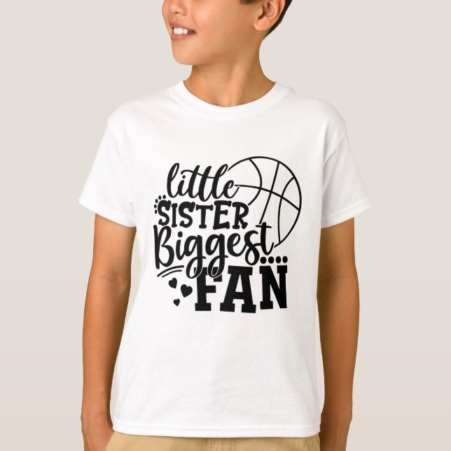 Camiseta Pequena Irmã Maior Fã de Basquete (Frente)