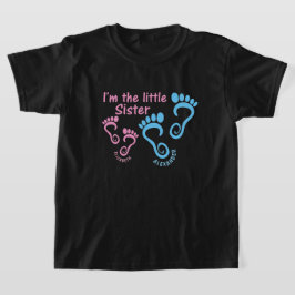Camiseta Pequena Irmã Pegadas de Irmão Mais Velho