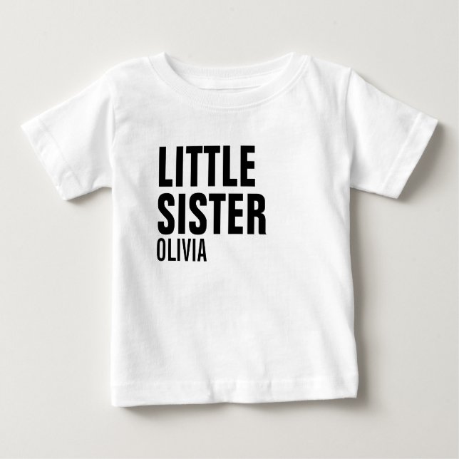 Camiseta Pequena Irmã Personalizada Bebê Romper (Frente)