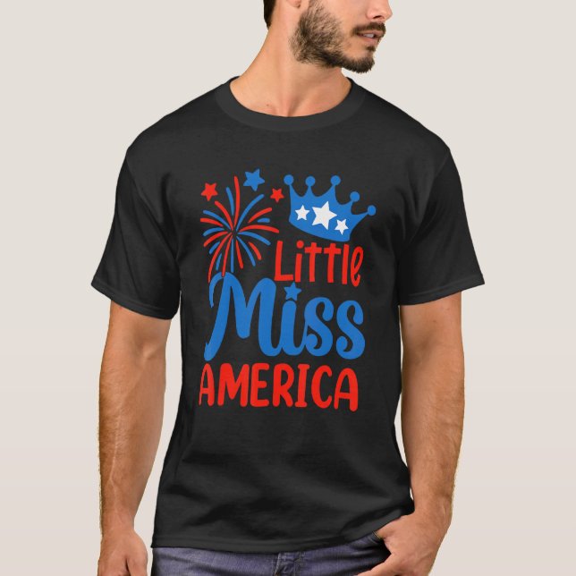 Camiseta Pequena Miss América 4 de julho (Frente)