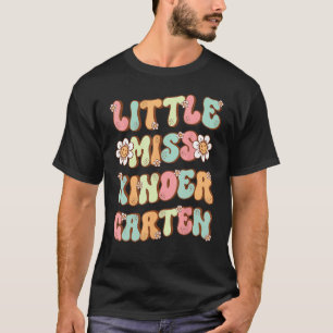 Camiseta Pequena Miss Jardim de Infância Flores Groovy Retr