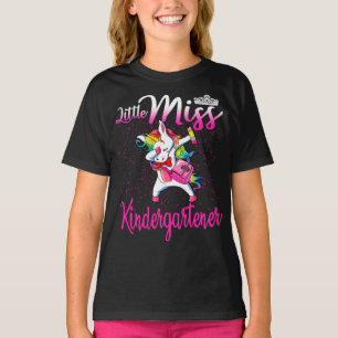 Camiseta Pequena Miss Kindergartner Unicórnio De Volta À Es