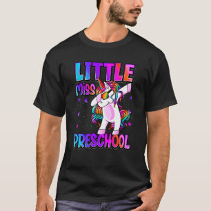 Camiseta Pequena Miss Preschool Dabbing Garotas Unicorn Bac