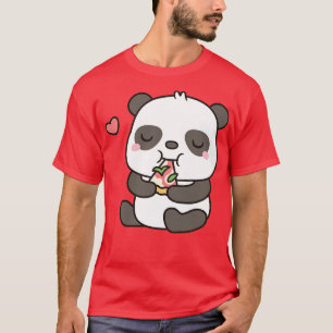 Camiseta Pequena Panda Bonita Gostando De Pizza