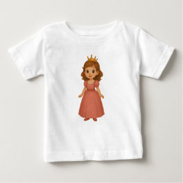 Camiseta Pequena Princesa a Rosa Vestida com Coroa Ouro