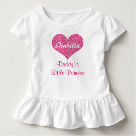Camiseta Pequena Princesa Coração Rosa Nome do Bebê Persona