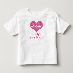 Camiseta Pequena Princesa Coração Rosa Nome do Bebê Persona