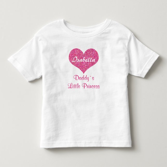 Camiseta Pequena Princesa Coração Rosa Nome do Bebê Persona (Frente)