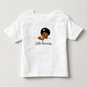 Camiseta Pequena Princesa Coroa Rosa Menina Negra Bebê