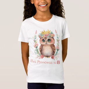 Camiseta Pequena Princesa Coruja Oitavo Aniversário