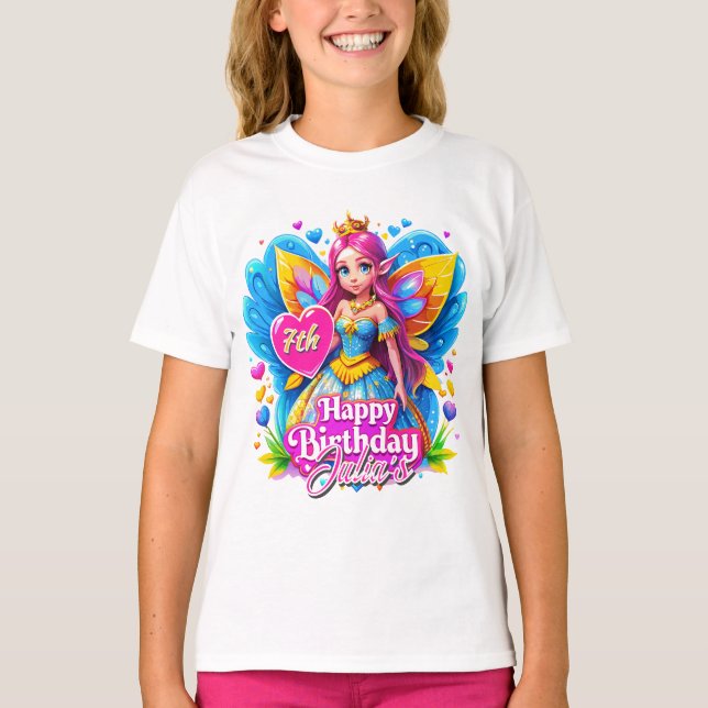 Camiseta Pequena Princesa Fada Asas Arco-Íris, presente de  (Frente)