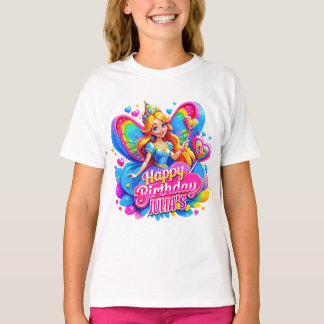 Camiseta Pequena Princesa Fada Rainbow Wings, presente de a