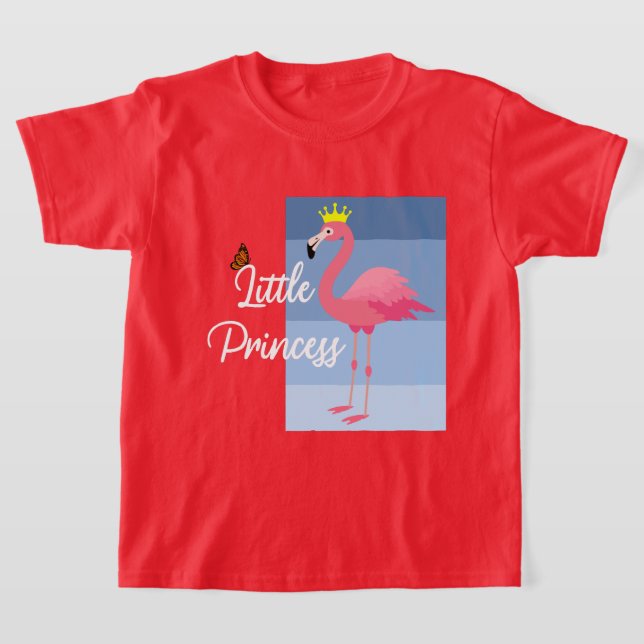 Camiseta Pequena Princesa Rosa Flamingo Design - Bacia Meni (Postura )