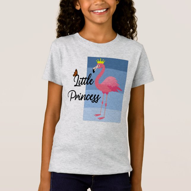 Camiseta Pequena Princesa Rosa Flamingo Design - Bela Menin (Frente)