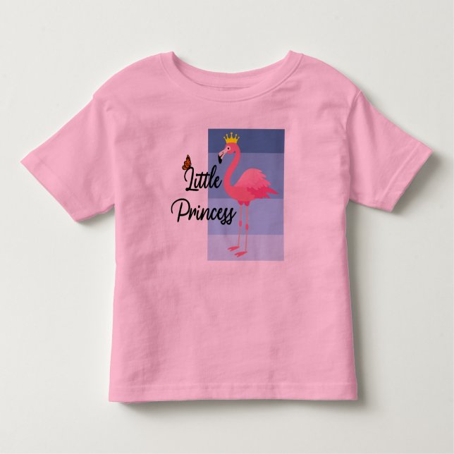 Camiseta Pequena Princesa Rosa Flamingo Design - Toddler Fi (Frente)