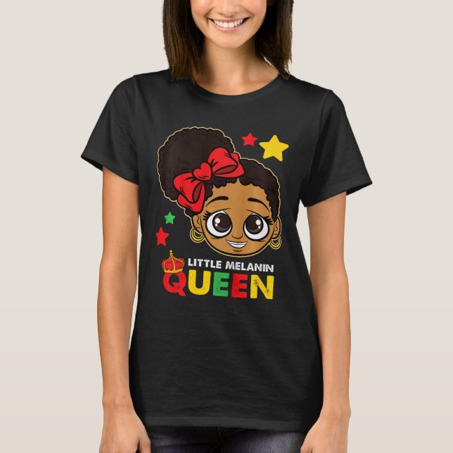 Camiseta Pequena Rainha Melanina História Negra Mês Blm Afr (Frente)