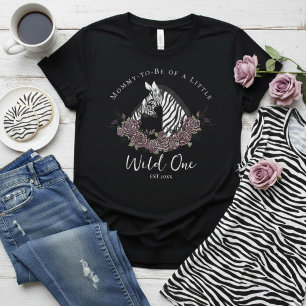 Camiseta Pequena Selvagem Zebra Safari Chá de Bebê Mamãe