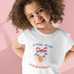 Camiseta Pequena Senhora Independente Ganso Com Laço Patrió