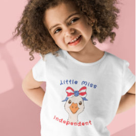 Camiseta Pequena Senhora Independente Ganso Com Laço Patrió